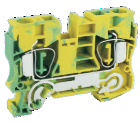 Заземляющая клемма UJ5-10JD - Заземляющая клемма, тип фиксации провода: пружинный, номинальное сечение: 10 мм кв., ширина: мм, цвет: желто-зеленый, тип монтажа: DIN 35