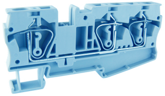 Проходная клемма UJ5-6/1X2(BU) - Проходная клемма, 3 точки подключения в клемме, тип фиксации провода: пружинный, номинальное сечение: 6 мм кв., 52A, 800V, ширина: 8,2 мм, цвет: синий, тип монтажа: DIN 35