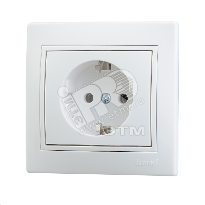 Розетка 1-м СП Mira 16А IP20 с заземл. с бел. вставкой керамика бел. 701-0202-122