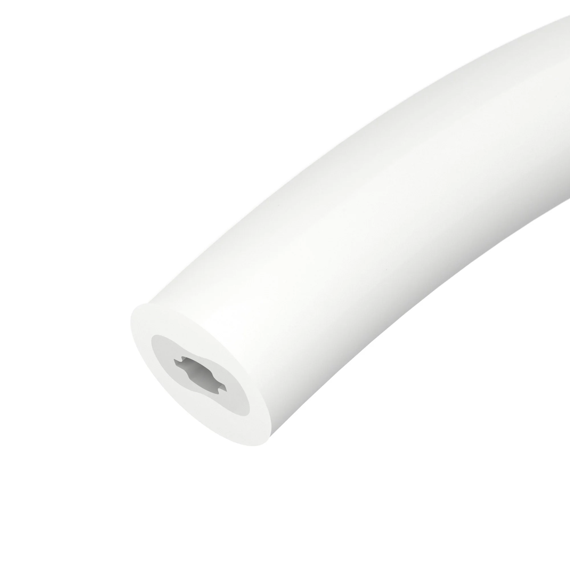 Силиконовый профиль WPH-FLEX-D22-360deg-S8-5m WHITE 045847 - Цельнолитой силиконовый гибкий профиль, белый матовый. Габаритные размеры 5000х22х22 мм. Гнется в плоскости. Для установки во влажных помещениях необходима герметизация при помощи двухкомпонентн
