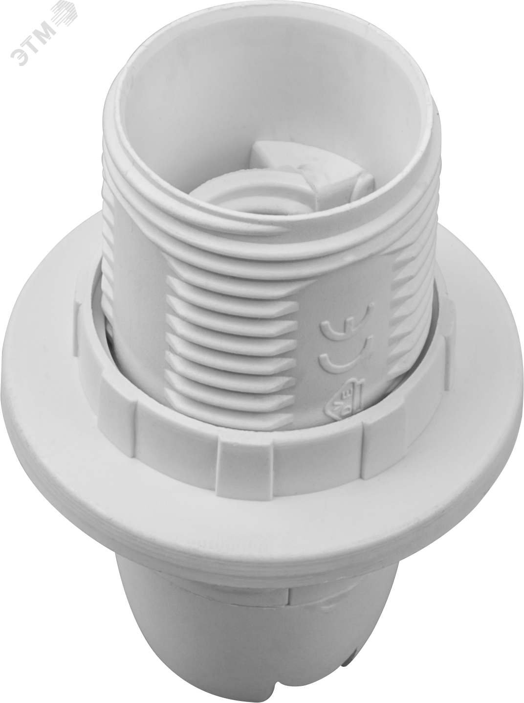 Патрон люстровый Е14 пластик с кольцом белый 19524