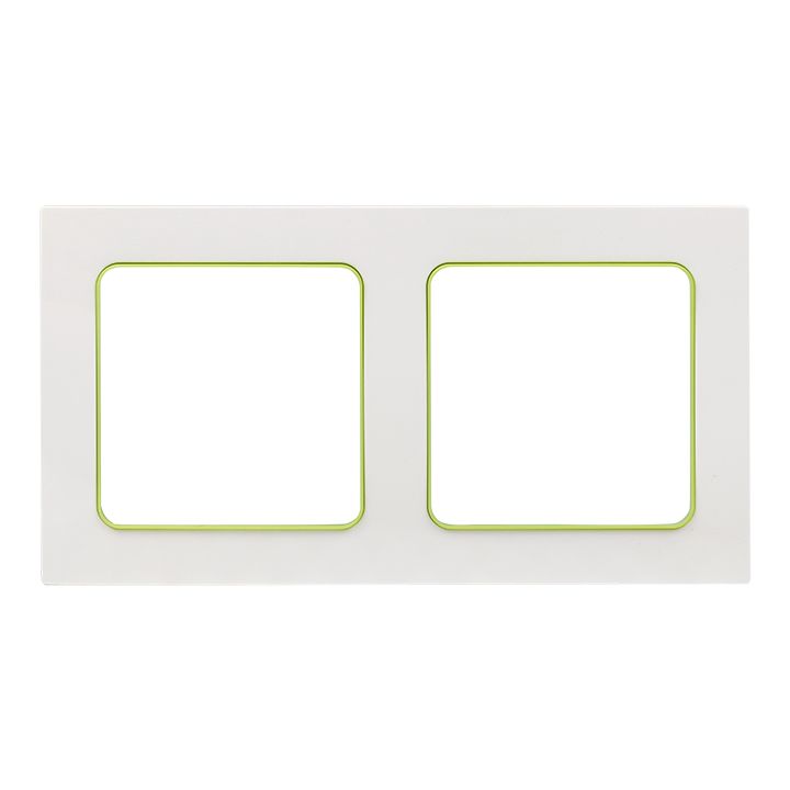 Стокгольм Рамка 2-местная белая с линией цвета зеленый PROxima EXM-G-303-20