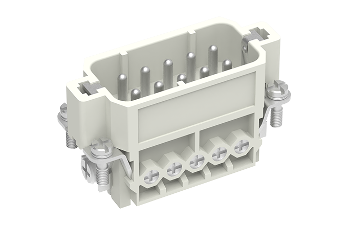 Вилочная контактная вставка SA-010-M - Вилочная контактная вставка, винтовая фиксация, 10 полюсов + PE, типоразмер 10A, 400V, 16A, сечение обслуживаемых проводников 1,0-2,5 мм кв,, тип покрытия контактов: серебро