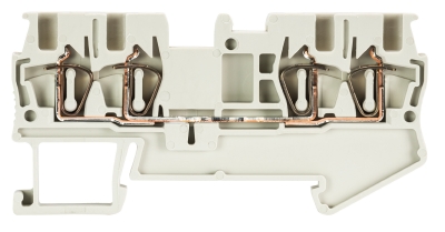 Клемма сдв. WKF 1,5 D2/2/35 - Проходная клемма, 4 точки подключения, тип фиксации провода: пружинный, номинальное сечение: 1,5 мм кв., 17,5A, 500V, ширина: 4 мм, цвет: серый, тип монтажа: DIN 35