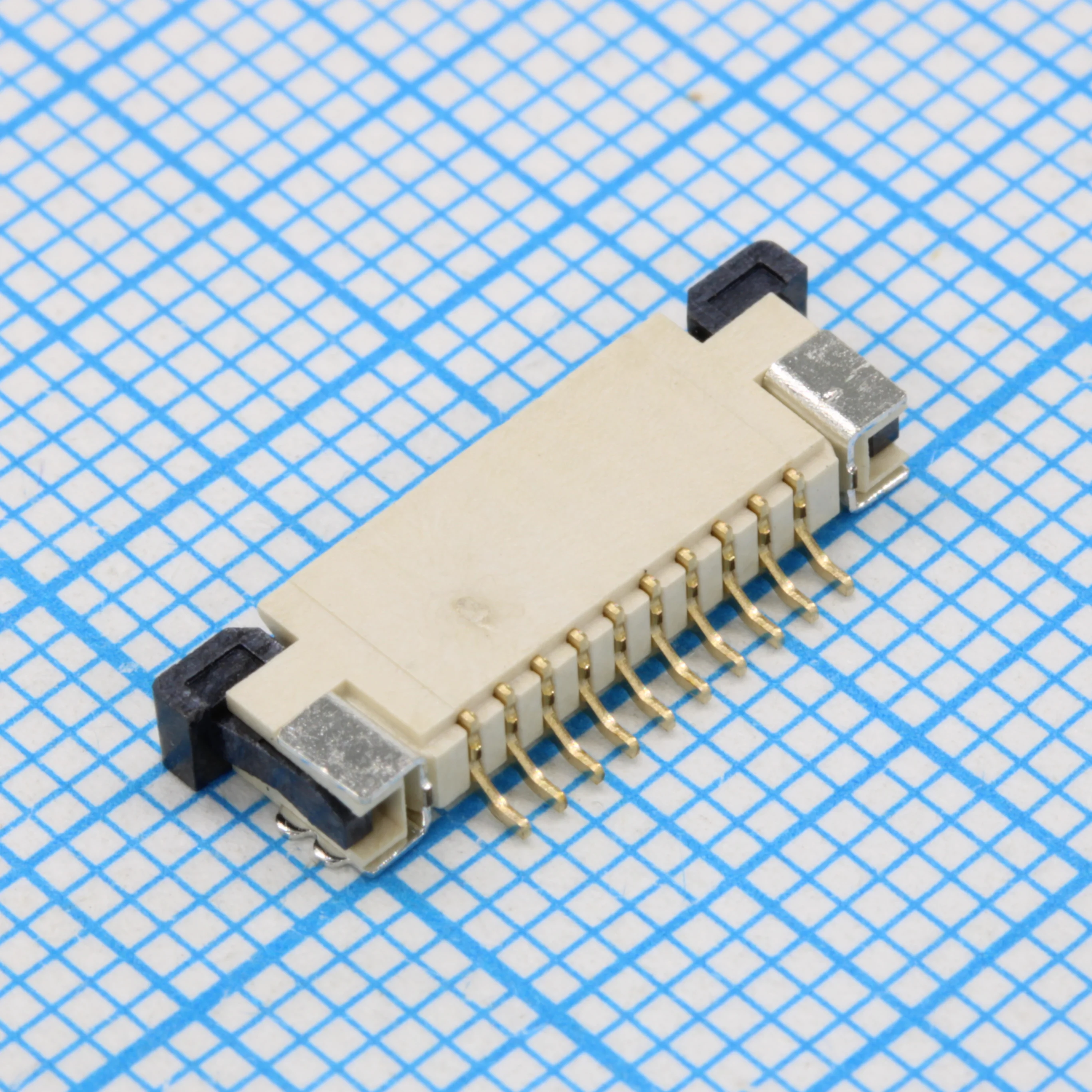 DS1020-07-10VB8B-R - FPC разъем для шлейфа на плату, поверхностный монтаж 10pin, шаг 1.00мм (контакты сверху)