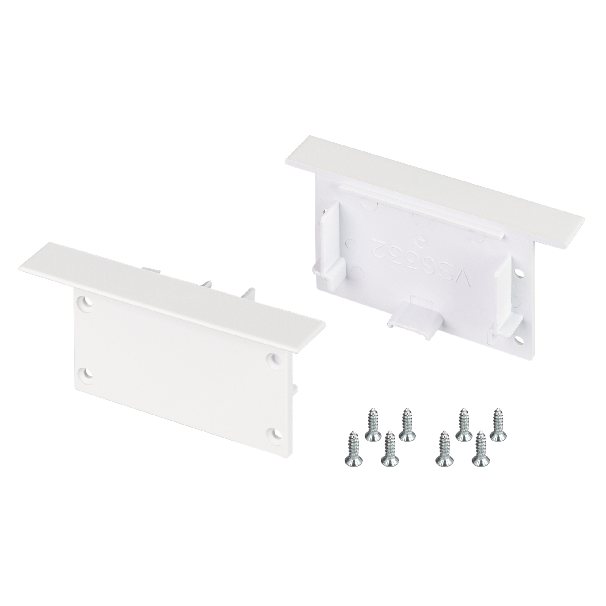 Заглушка SL-LINIA62-FS WHITE 034736 - Заглушки для профиля SL-LINIA62-F-2500 WHITE. Цвет - белый. В комплекте 2 заглушки, 8 шурупов. Цена за комплект.
