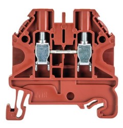 Клемма WT 4 BR - Проходная клемма, тип фиксации провода: винтовой, номинальное сечение: 4 мм кв., 32A, 1000V, ширина: 6 мм, цвет: коричневый, тип монтажа: DIN 35