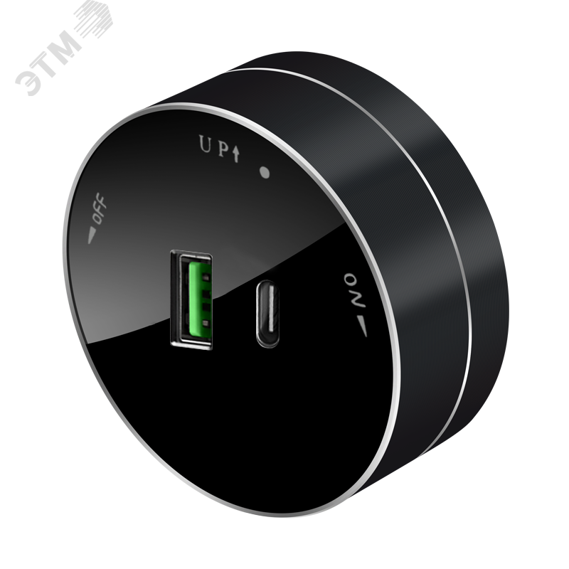 MultiTrack Розетка 2хUSB (тип А+С) 18Вт, 5В/3А Антрацит MTK13003B