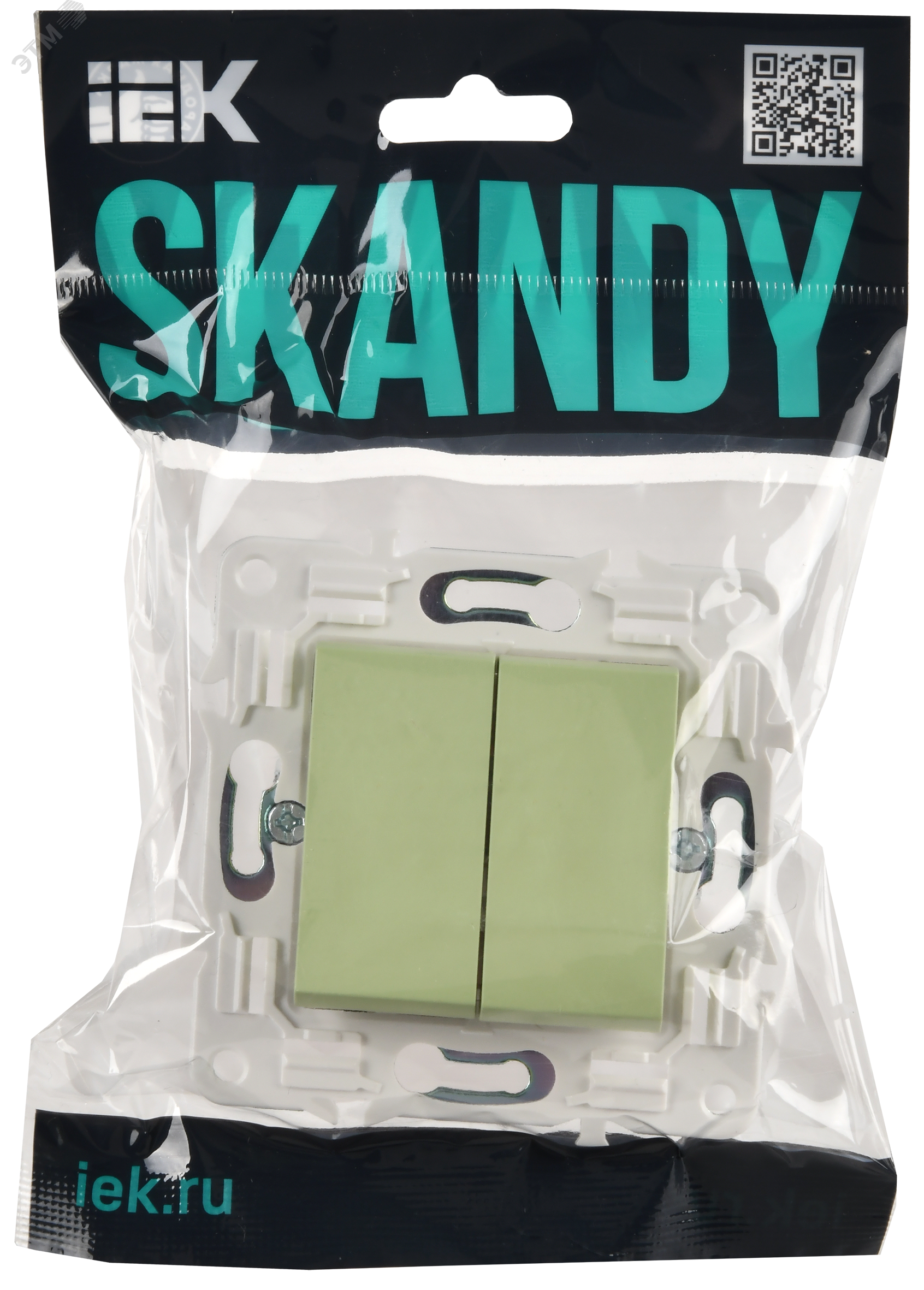 SKANDY Выключатель 2-клавишный 10А SK-V04G мятный IEK SK-V20-0-10-K06
