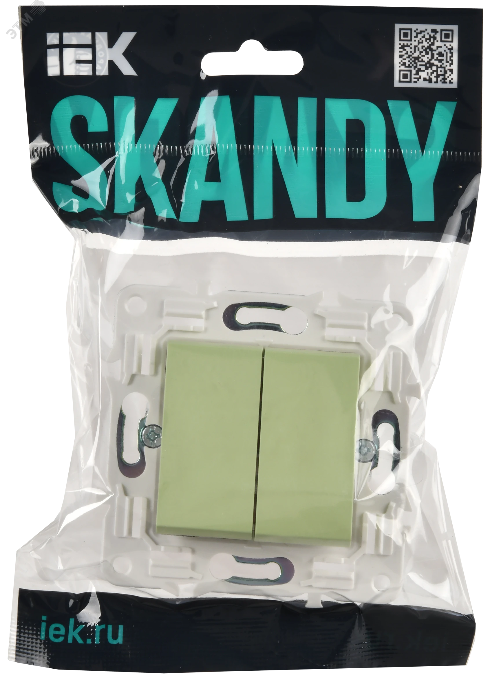 SKANDY Выключатель 2-клавишный проходной 10А SK-V05G мятный IEK SK-V22-0-10-K06