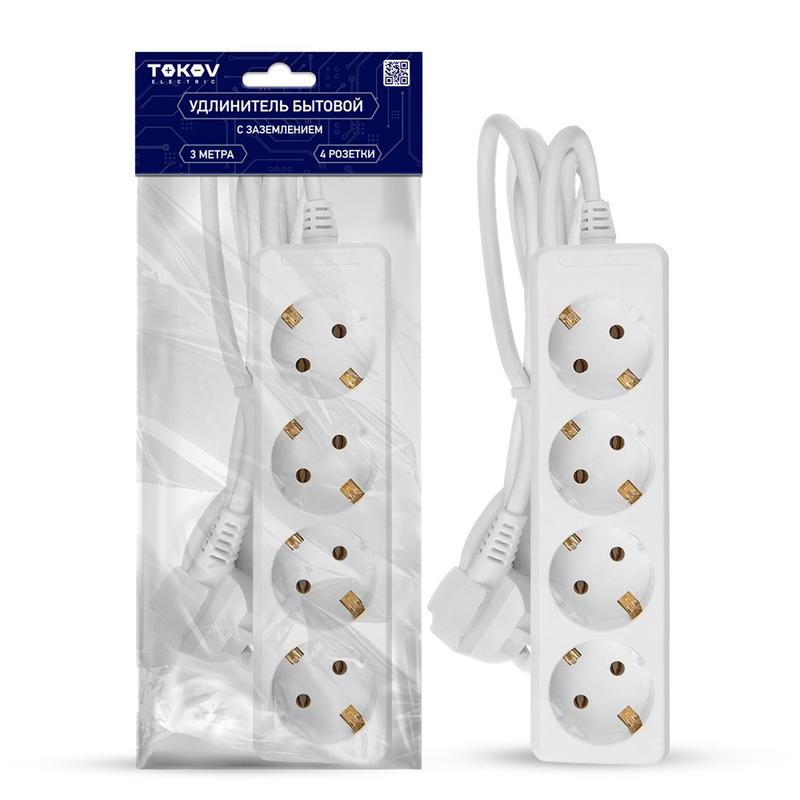 Удлинитель 4х3м с заземл. 16А 3х1 TKE-C01-BU4-3-1-Z