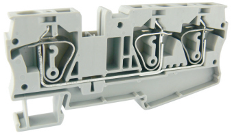 Проходная клемма UJ5-6/1X2 - Проходная клемма, 3 точки подключения в клемме, тип фиксации провода: пружинный, номинальное сечение: 6 мм кв., 52A, 800V, ширина: 8,2 мм, цвет: серый, тип монтажа: DIN 35