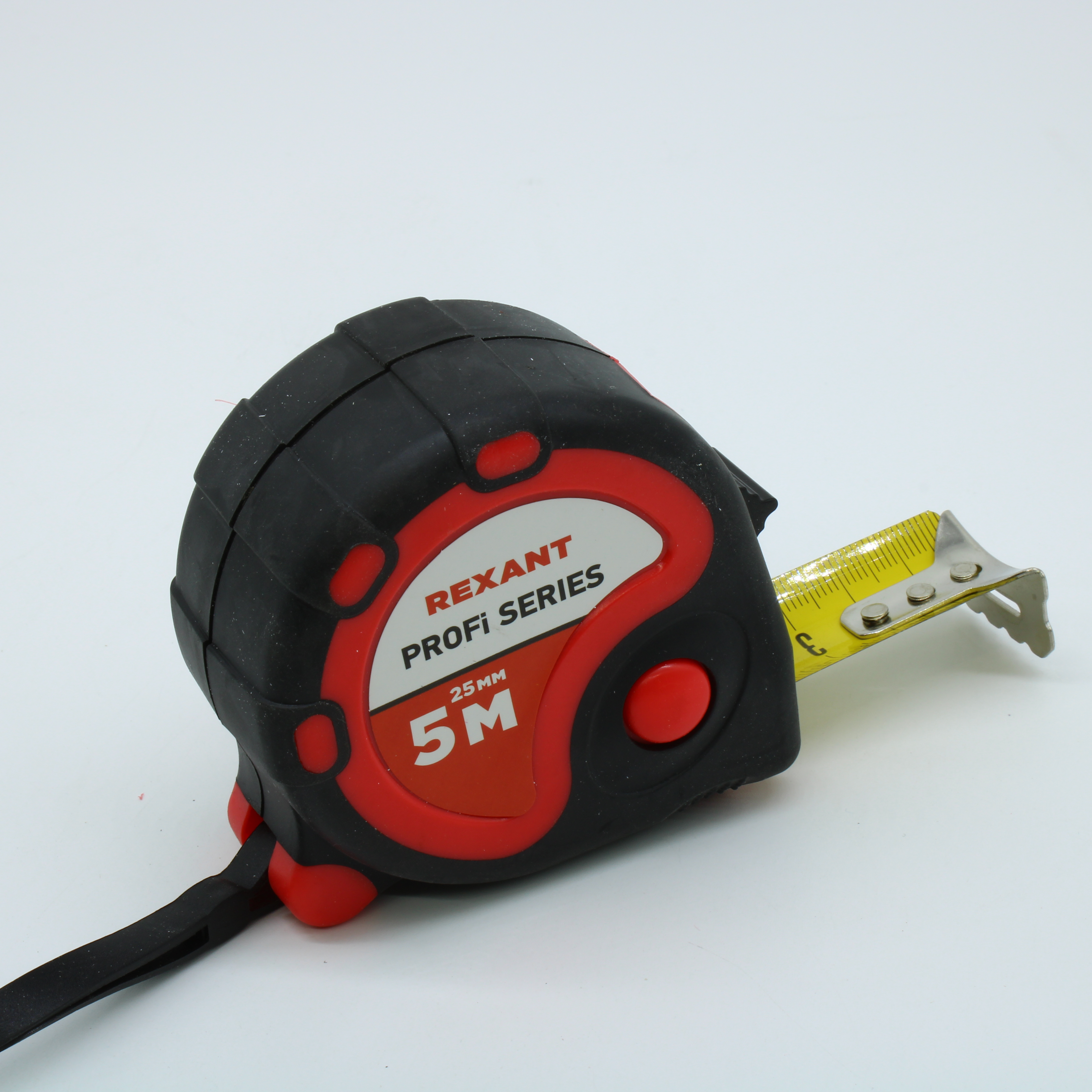 Рулетка измерительная ПРОФИ 5м Х 25мм - Прорезиненный корпус, глянцевое покрытие полотна из закаленной стали