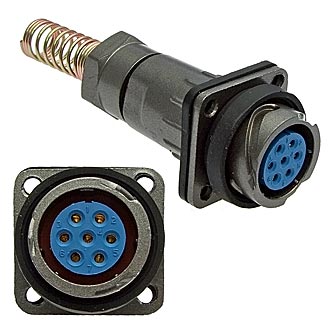 FQ18-7PIN ZPK-8 - Блочная розетка, 7 контактов, с патрубком и пружинным хвостовиком под кабель 8мм