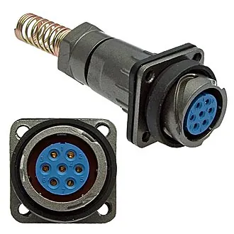 FQ18-7PIN ZPK-8 - Блочная розетка, 7 контактов, с патрубком и пружинным хвостовиком под кабель 8мм