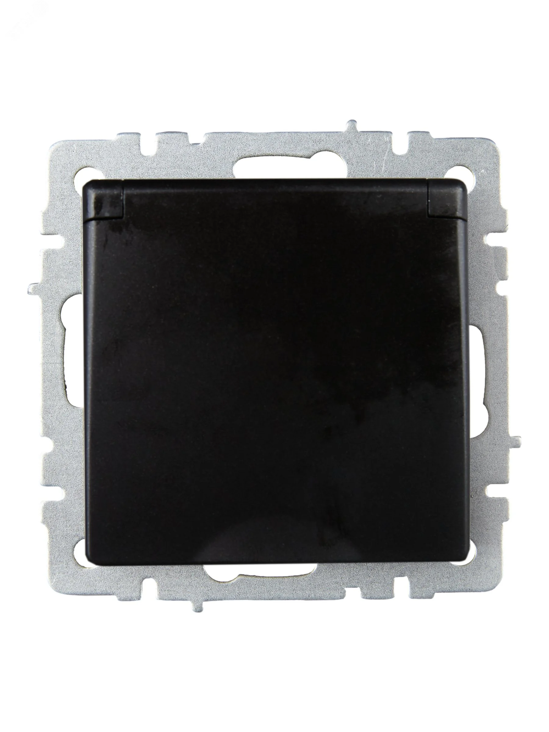 Розетка BRITE РСбш10-3-БрЧ 16А IP20 с заземл. защ. шторки с крышкой черн. BR-R16-16-K02