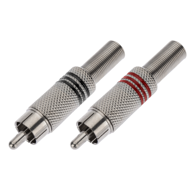 Разъем штекер RCA металл под винт черный/красный 14-0410-4 - Цена за 1шт