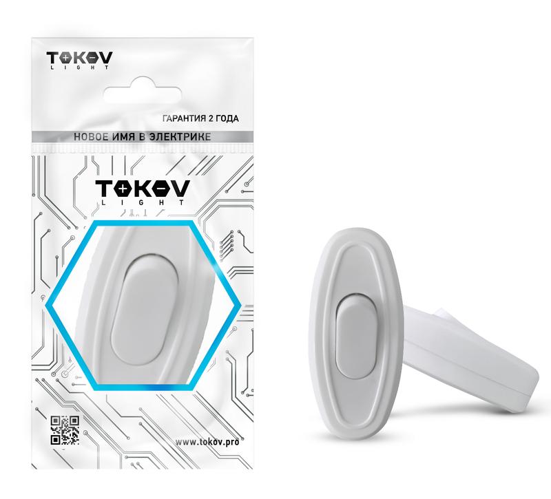 Переключатель на шнур 6А 250В IP20 бел. TKL-SW-C01