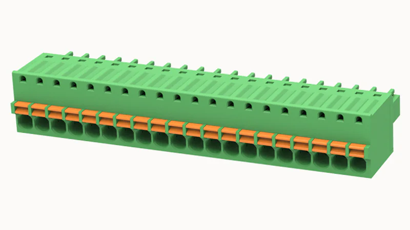 PCB розетка 15EDGKD-3.81-22P-14 - Розеточный разъем, PCB, на кабель, прямой, шаг 3,81 мм, 22 полюса, сечение проводников: 0.2 - 1.5 мм кв., Push-In фиксация провода, 250V, 12А, цвет: зеленый, серия 15EDGKD