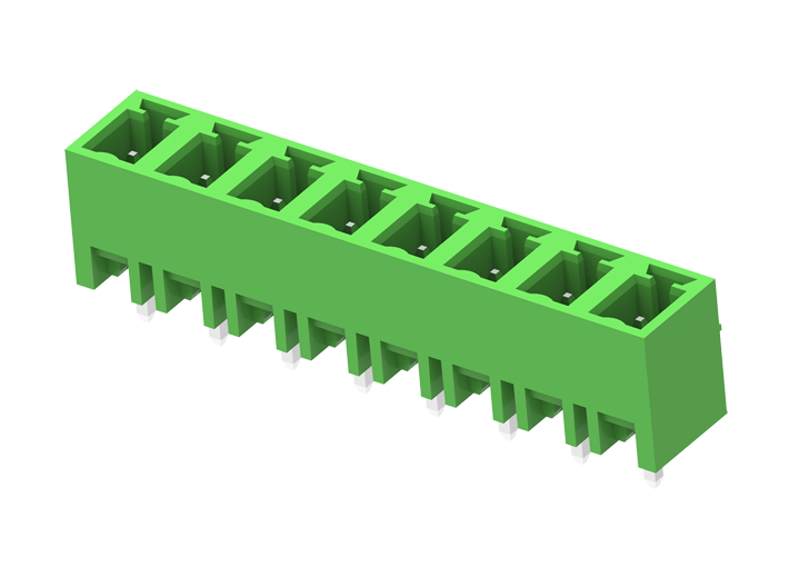 Вилочный разъем на плату MC-PD5.08V11-0001 - Вилочный разъем, вертикальный, на плату, шаг: 5.08 мм, 11 полюсов, фиксация на плате пайкой, исполнение: стандартное, 320V, 8A, цвет: зеленый