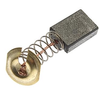 BRUSH 5X11X16 SPRING - Щетка графитовая для электродвигателя, медный провод на пружине, контакт латунь