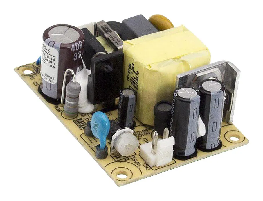 EPS-15-7.5 - AC-DC, 15Вт, мощность без нагрузки <0.3Вт, вход 85…264V AC, 47…63Гц /120…370В DC, выход 7.5В/2A,  изоляция 3000В AC, на плате 63.5х45.7х24мм, вход/выход разъемы JST, -30…+70°С