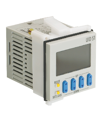 Таймер UID 51 AC 110-240V - Многофункциональный счетчик импульсов, с 5 входными и 7 выходными функциями для диапазона напряжений или фиксированного напряжения питания, входное напряжение: 100 – 240 V AC, 1 переключающий контакт, коммутируемое напряжение: 