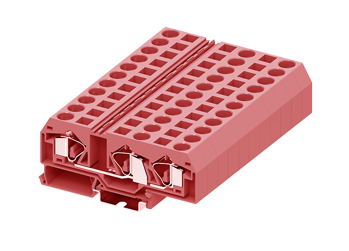 Проходная клемма 216953 - Проходная клемма, TA16-1-2, 3 точки подключения, тип фиксации провода: пружинный, номинальное сечение: 16 мм кв., 76A, 800V, ширина: 12 мм, цвет: красный, тип монтажа: DIN 35