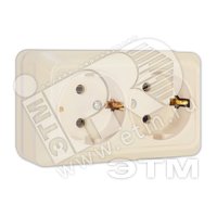Олимп Розетка двойная с заземлением бежевая наружная Б-О0128