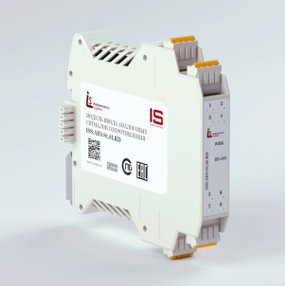 ISS.AIO-St.8I.RD ISS.AIO-St.8I.RD - Модуль ввода аналоговых сигналов служит для измерения сопротивления датчиков и передачи данных по интерфейсу RS-485 на верхний уровень системы автоматизации.
