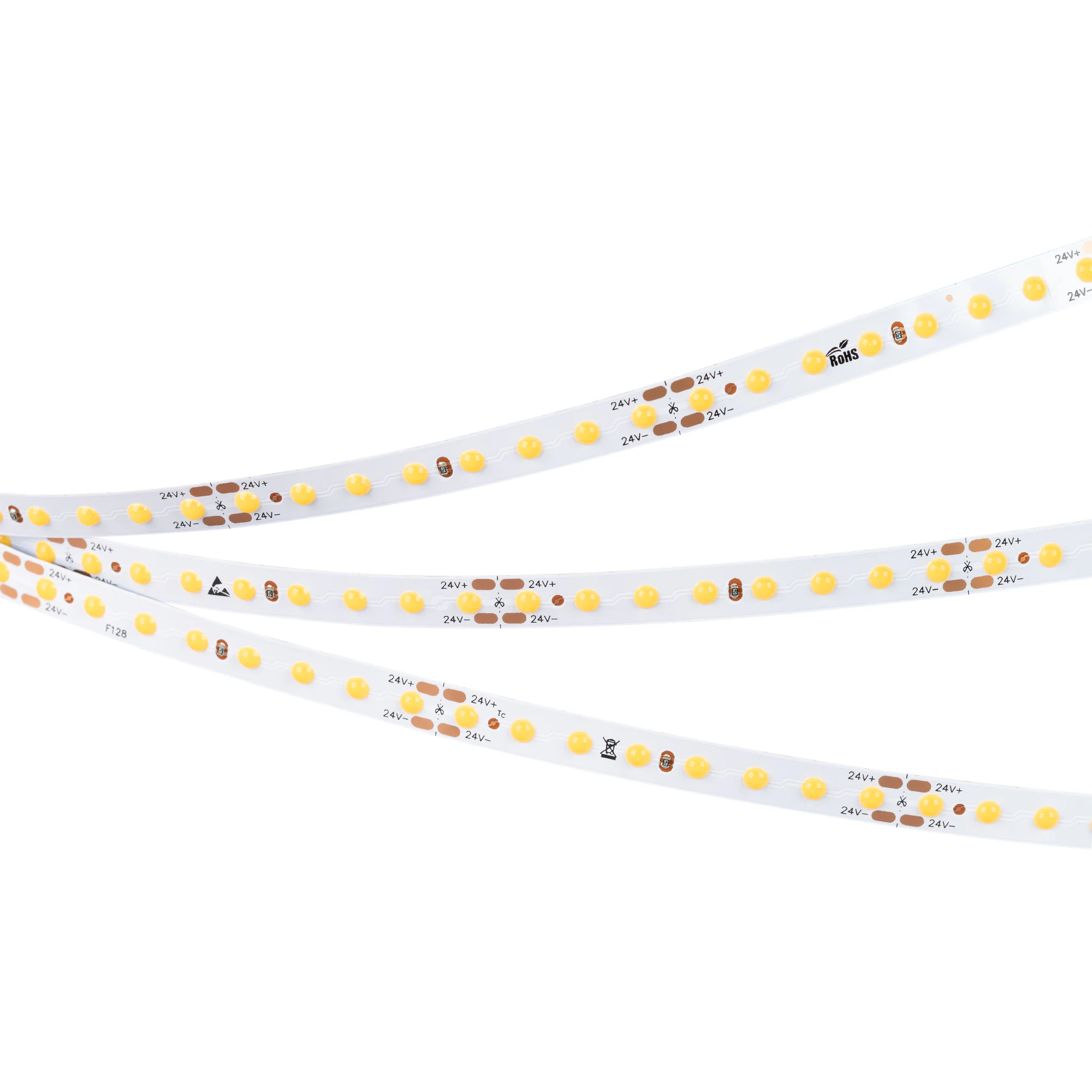 Лента DOT-X128-8mm 24V Day4000 (11 W/m, IP20, 5m) 040234 - Лента DOT с видимой световой точкой. Светодиод Point Light, 128 шт/м (640 шт на 5 м), белая плата, ширина 8 мм, скотч 3M. Цвет ДНЕВНОЙ 4000 K, цветопередача CRI>80, угол 145°. Питание 24 В, мощнос