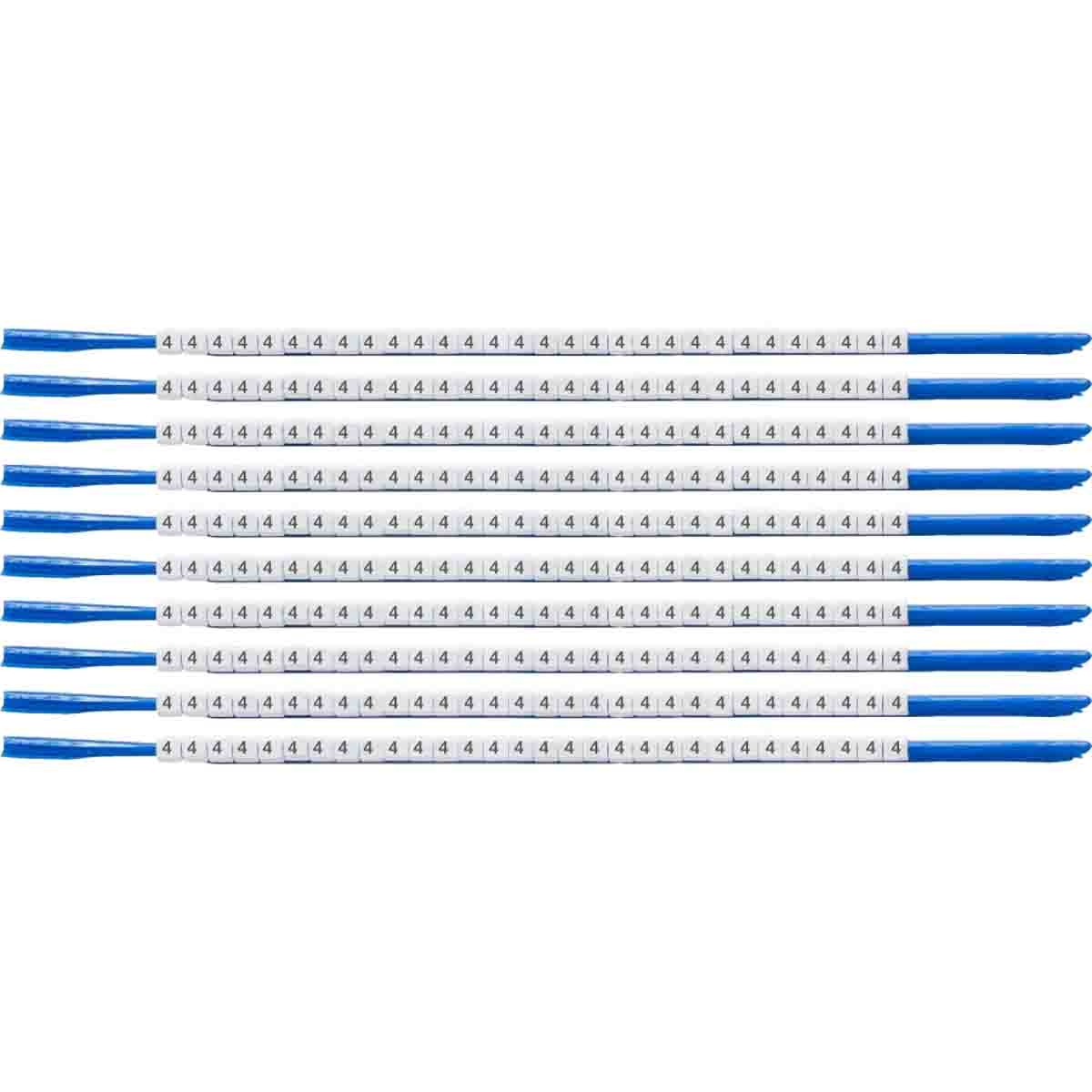 brd133004 - SCN-07-4 клипсы белые, 300шт/упак, для провода 1,9-2,4мм диаметра, легенда 4