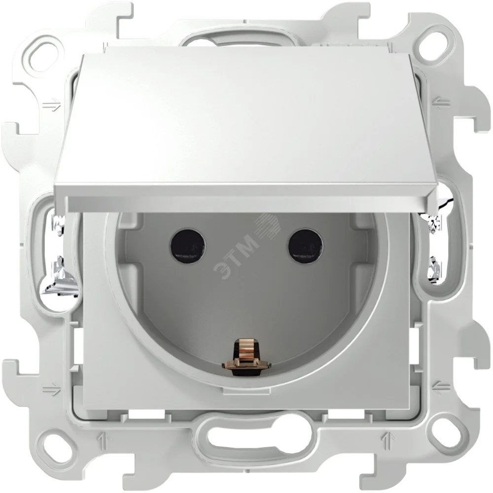 Розетка 1-м СП 24 16А IP44 2P+E Push&Go механизм бел. 2420448-030 - Розетка Schuko 2Р+E со шторками 16A 250В~ Push&Go, S24, белый
