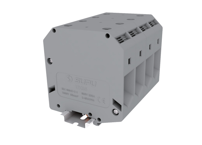 Проходная клемма 395901 - Проходная клемма, UK95, тип фиксации провода: винтовой, номинальное сечение: 95 мм кв., 232A, 1000V, ширина: 25 мм, цвет: серый, тип монтажа: DIN 35