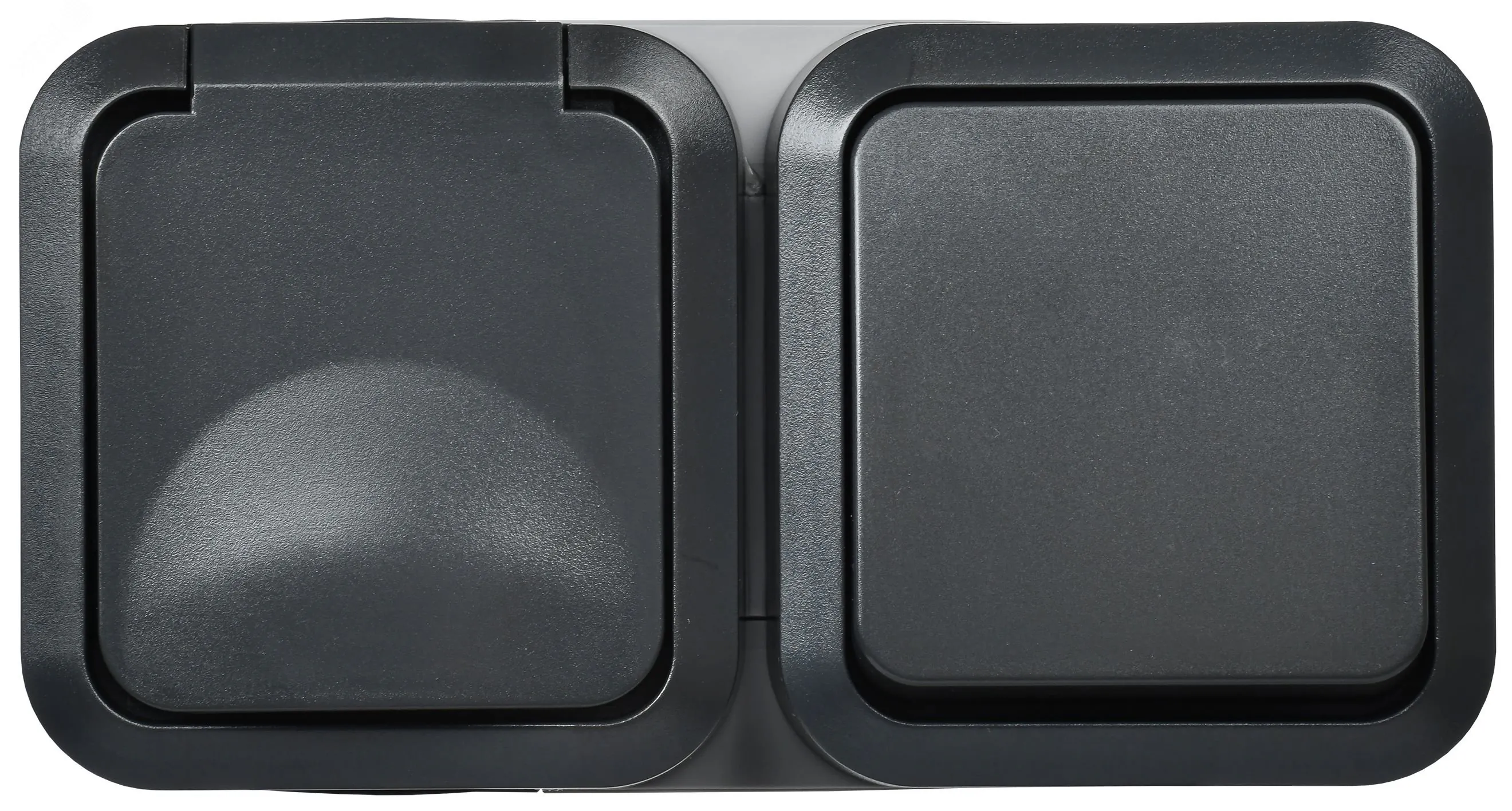 Блок ОП розетка + выключ. горизонт. TORS 16А IP55 TS142 графит TS-G10-6-55-V-K53
