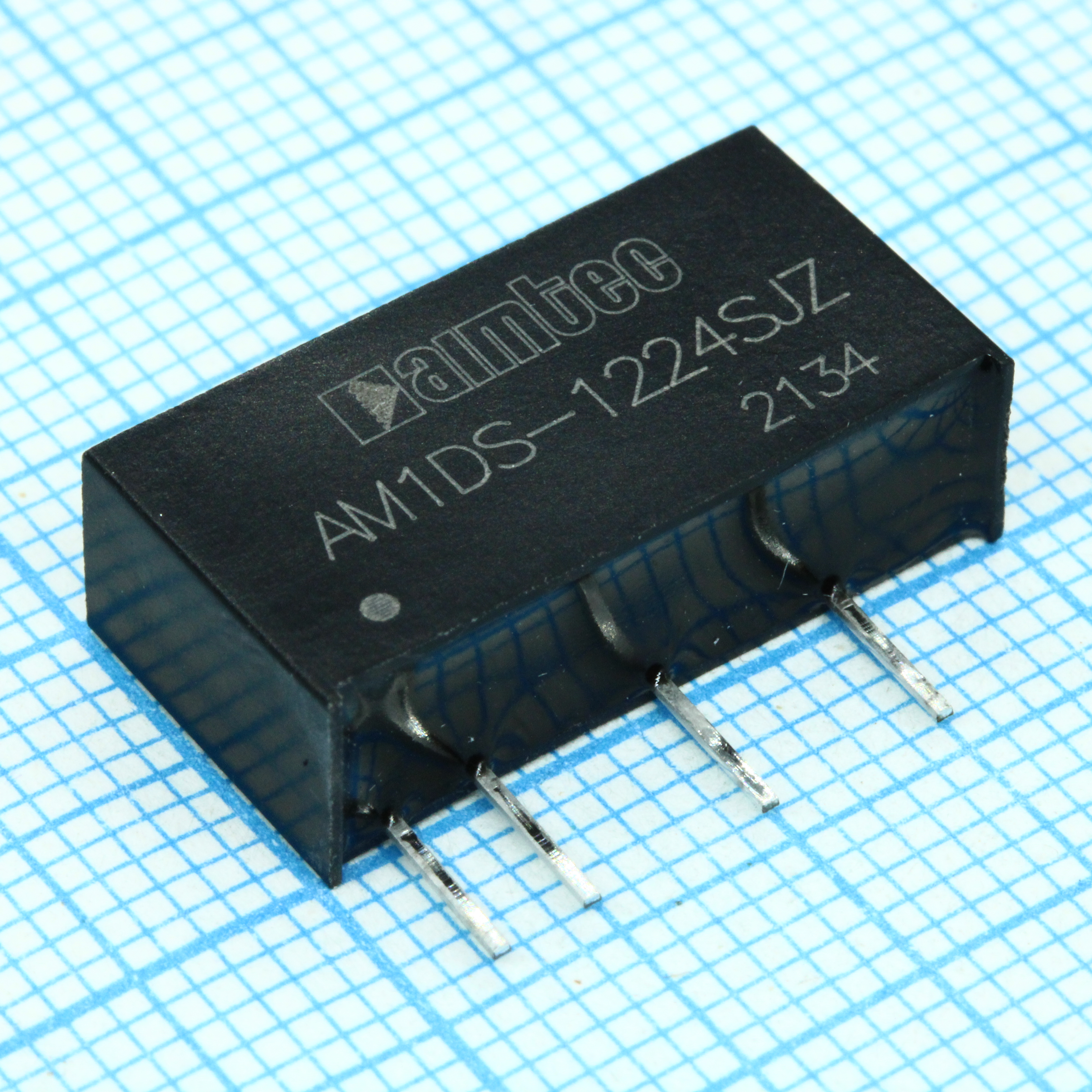 AM1DS-1224SJZ - DC/DC, 1Вт, вход 10.8…13.2В, выход 24В/0.004…0.042А, изоляция 1500В DC, КПД 81%, максимальная емкостная нагрузка не более 220мкФ, SIP7, 19.65x6x10.16мм, -40…105°C, пластик