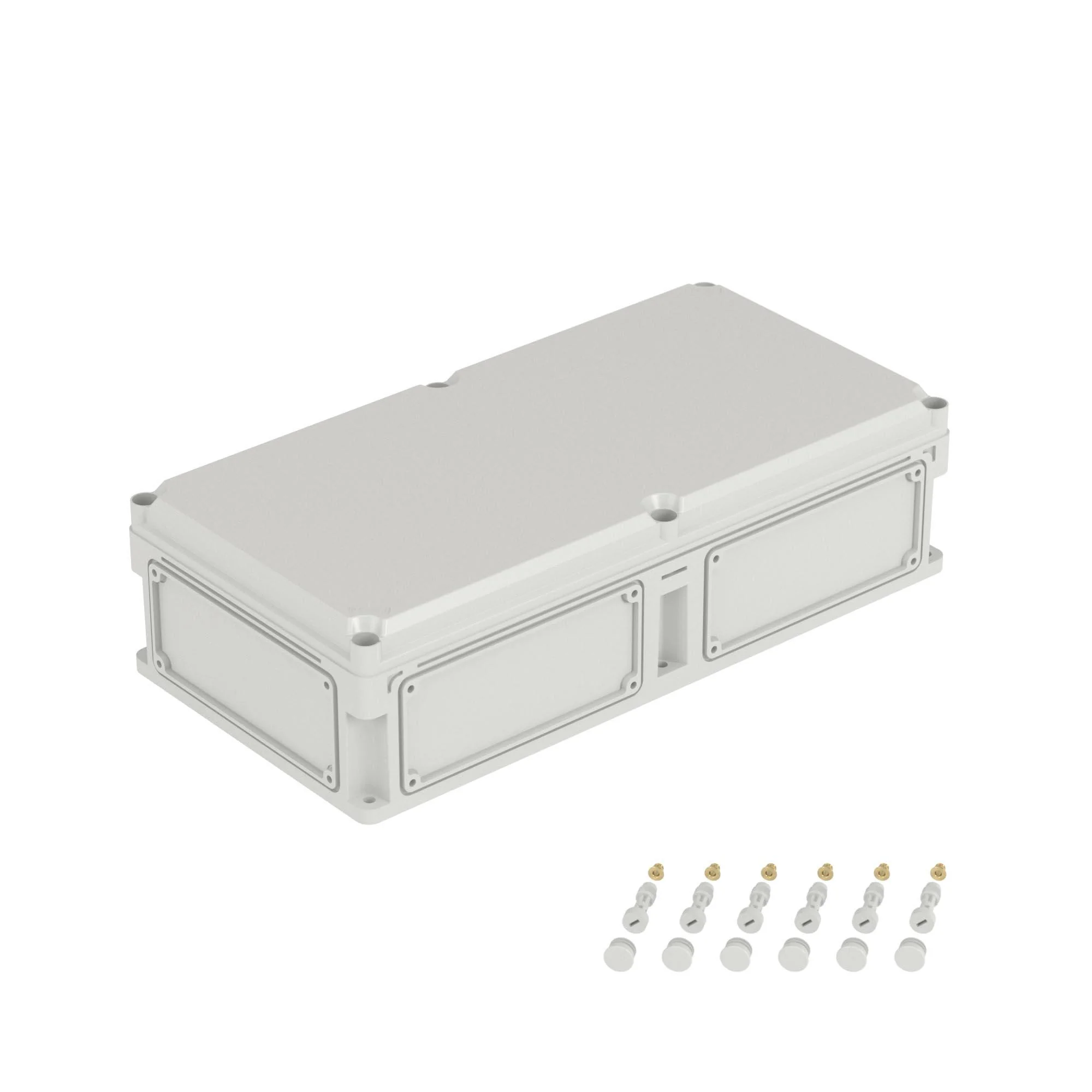 Корпус IP66/IP67, 600х300х160 мм, без МП, с фланцами, непрозрачная крышка H= 35 мм