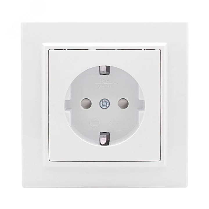 Розетка 1-м СП Минск 16А IP20 с заземл. защ. шторки бел. Basic ERR16-028-100