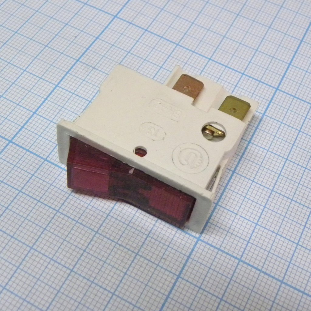 ВК-42 10А Б/К неон. л. - Выключатели клавишные. Способ монтажа — объёмный, Подсоединение выводов: пайкой. фиксация клавиш в крайних положениях