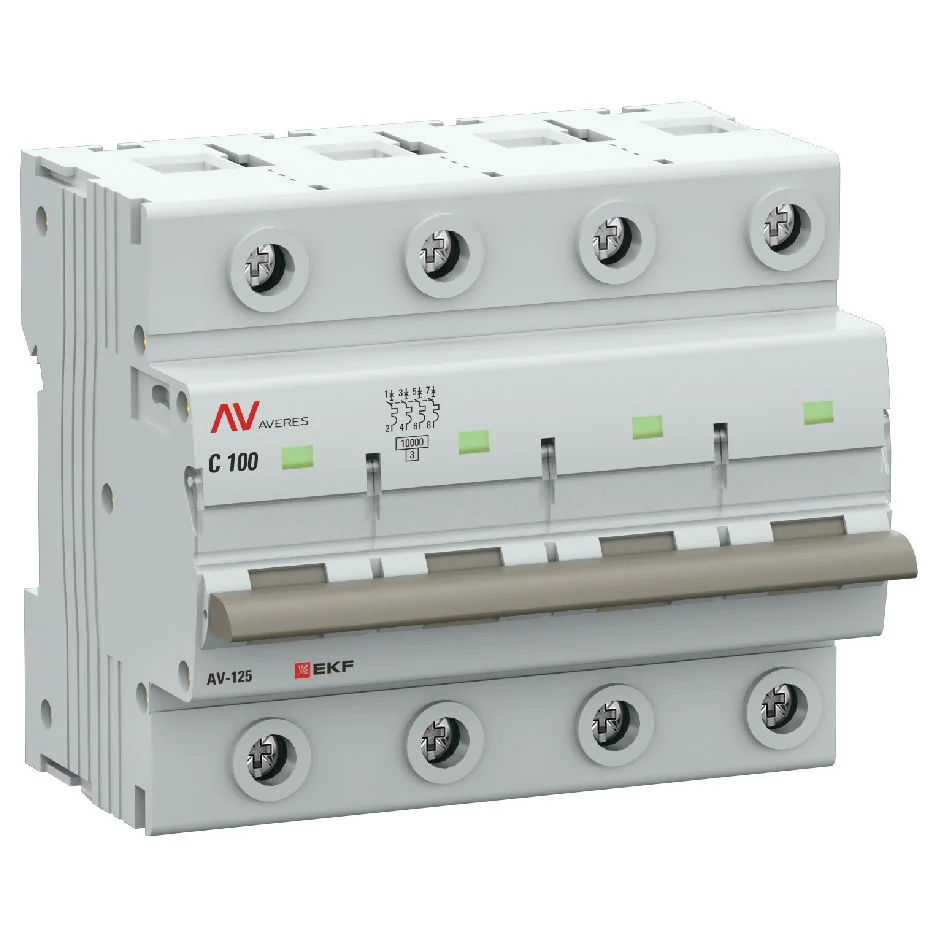 Выключатель автоматический AV-125 4P 125A (C) 10kA EKF AVERES
