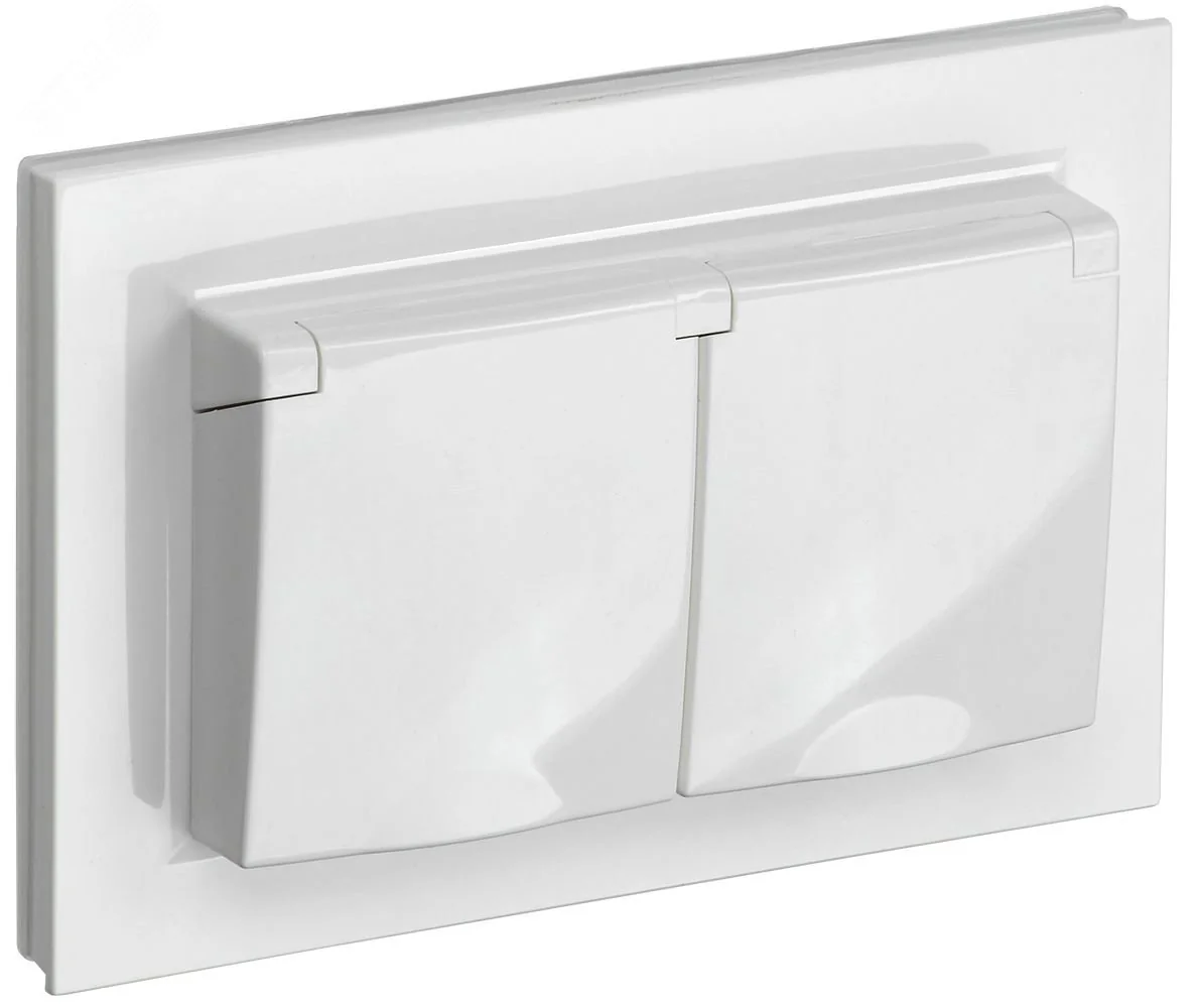 Розетка 2-м СП BRITE РСбш12-3-44-БрБ 16А в сборе IP44 с крышкой бел. BR-R26-16-44-K01-F