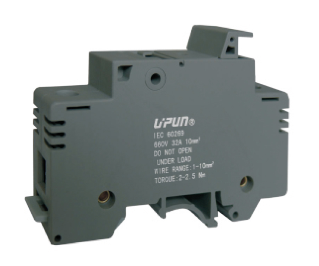 Барьерная клемма UTD-32RDX24 - Предохранительная барьерная клемма, 10X38, с LED 24V, тип фиксации провода: винтовой, номинальное сечение: 10 мм кв., до 32A, 1000V, ширина: 17,5 мм, цвет: черный, тип монтажа: DIN 35