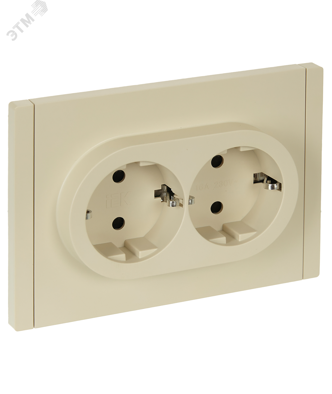 FORTE&PIANO Розетка 2-местная с заземлением с защитными шторками безвинтовое крепление 16А FP423 ваниль IEK FP-R24-16-1-K10