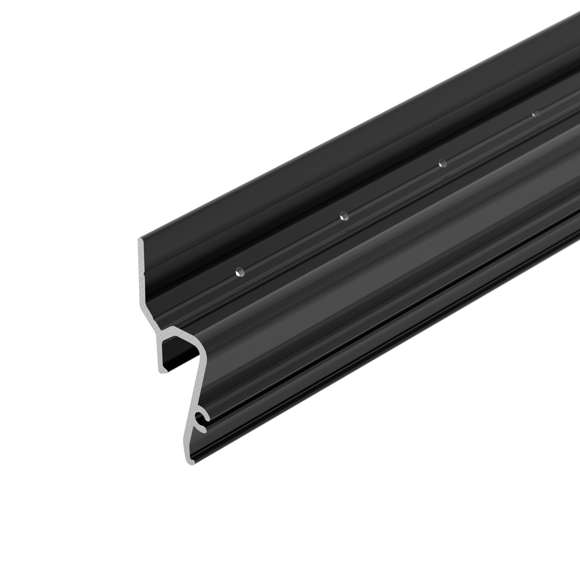 Профиль STRETCH-SHADOW-TECH-VENT-2000 BLACK (A2-DELTA) 041160 - Алюминиевый профиль для монтажа натяжного потолка стеновой с теневым зазором 8мм. Цвет - чёрный RAL9005 (порошковая окраска). Позволяет обеспечить циркуляцию воздуха за пленкой натяжного пото