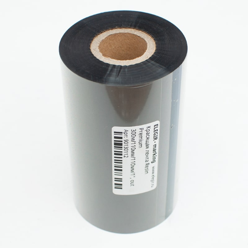 Риббон Resin Premium 300м/110мм/110мм/1" - Красящая лента Resin Premium 300м/110мм/110мм/1", длина 300 м, ширина 110 мм, цвет черный
