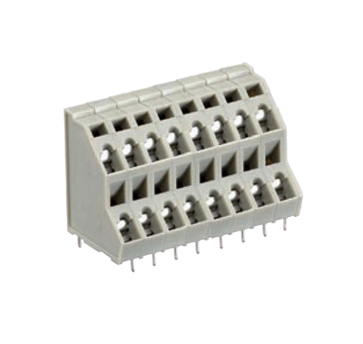 Клемма Wiecon 8291 EFK / 8 / 16 OB - Клемма на печатную плату, подвод кабеля под углом 45 град., 2 этажа, 16 полюсов, шаг: 5,08 мм, пружинная фиксация провода, без маркировки, 250V, 12A, цвет: серый, серия 8291 EFK OB