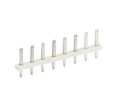 Контакт штыревой Z5.530.0825.0 - Штыревой контакт, вертикальный, на плату, диаметр штыря 1 мм, шаг 5 мм, 8 полюсов, фиксация на плате пайкой, 250V, 8А, цвет: черный, серия 8142 OB