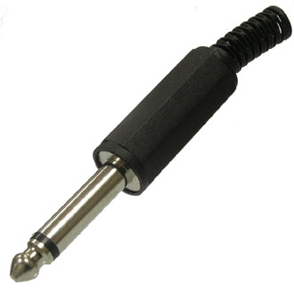 SZC-0035 MONO 6.35 MM - Разъём аудио штекер моно 6.35 мм, на кабель, черный