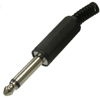 SZC-0035 MONO 6.35 MM - Разъём аудио штекер моно 6.35 мм, на кабель, черный