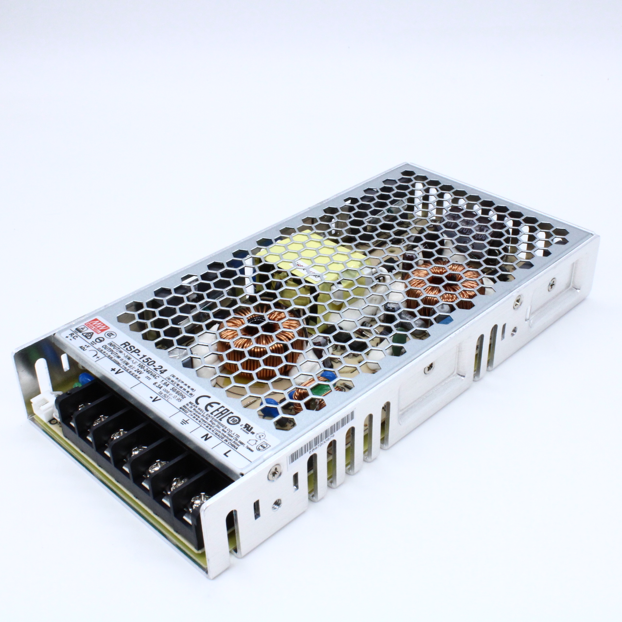 RSP-150-24 - AC-DC, 151Вт, ККМ, вход 85…264В AC, 47…63Гц /120…370В DC, выход 24В/6.3A, рег. вых 22.8…26.4В, изоляция 3750В AC, в корпусе 199х99х30мм, -30…+70°С